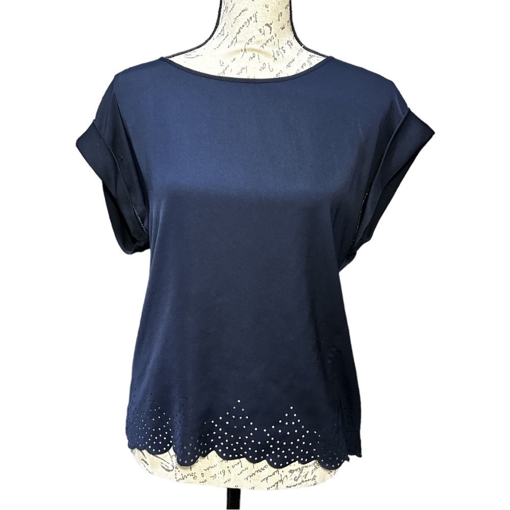 J. Crew Navy Blue Cap Sleeve Blouse Size 2